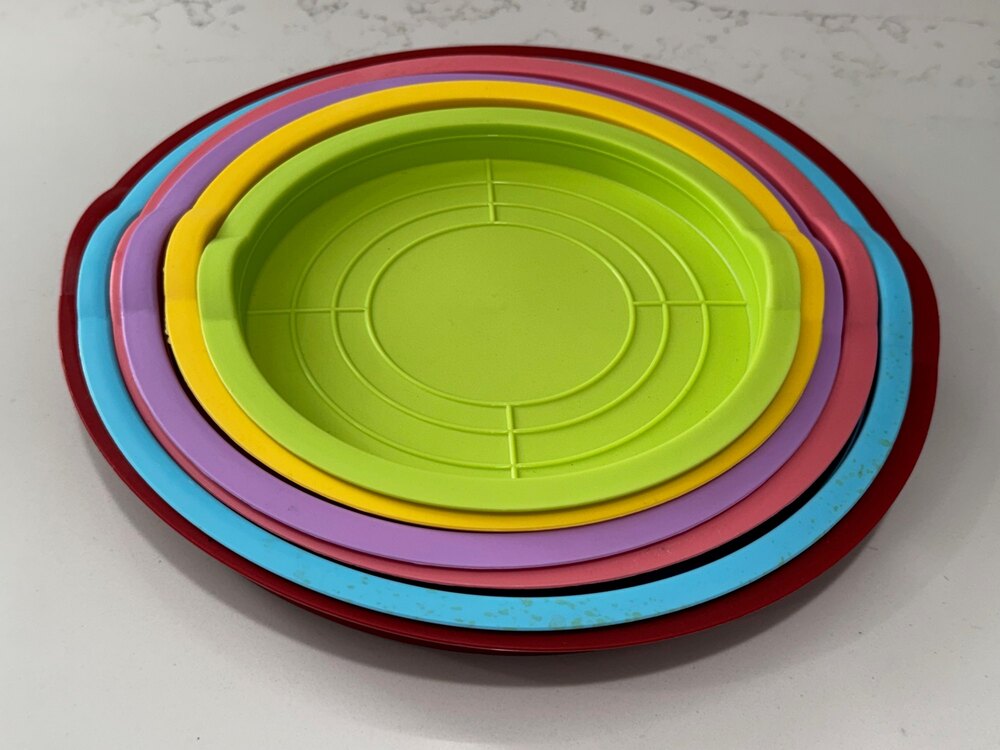 Set of 6 Colorful Rainbow Microwave Plate Stacker Tracks Nesting Trays Plates